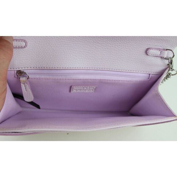 14th & Union PALE PINK GENUINE LEATHER FLAP CHAIN CROSSBODY SHOULDER BAG CLUTCH - Picture 13 of 16